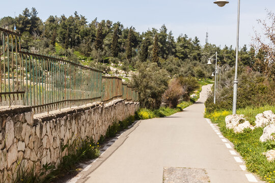 Walking Path Next To The Fence Monastery Of The Cross In Jerusalem