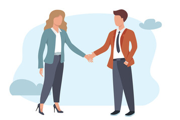 Conclusion of the transaction. The opening of a new startup. business handshake. Vector illustration in a flat style
