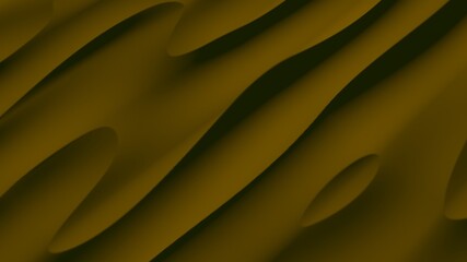 Dark yellow desert with dunes. Beautiful abstraction with smooth diagonal lines. Dark yellow texture. 3D image.
