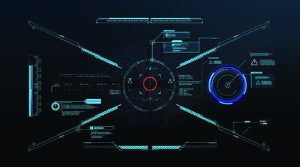 Abstract style on blue background. Abstract vector background. Abstract technology communication design innovation concept background. Futuristic HUD, FUI, Virtual Interface.