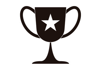 Icono negro de copa de premio al ganador. 