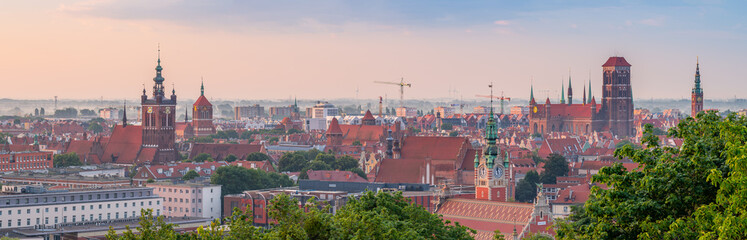 Obraz premium Gdansk, Poland, morning panorama of historical old city
