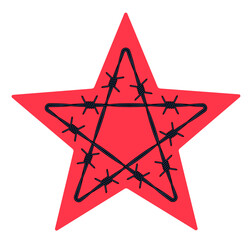 Barbed wire red star