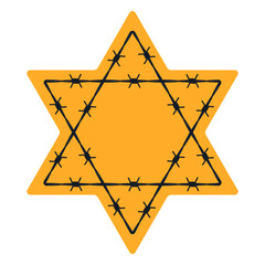 Barbed wire yellow hexagram