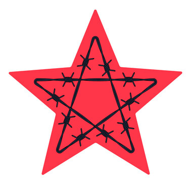 Barbed wire red star