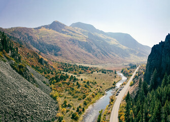 Mountain road next to river