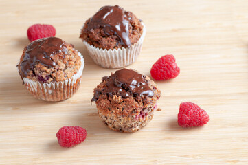 Keto diet muffins with almond flour, coconut flour and sour cherries