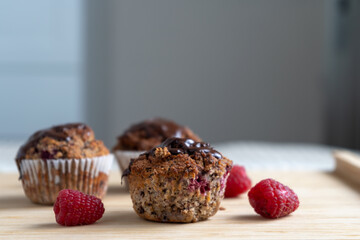 Keto diet muffins with almond flour, coconut flour and sour cherries