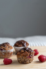 Keto diet muffins with almond flour, coconut flour and sour cherries