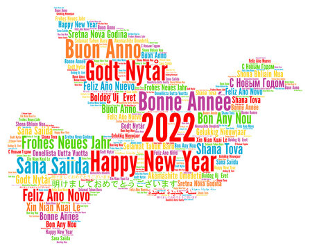 Happy New Year 2022 in different languages 
