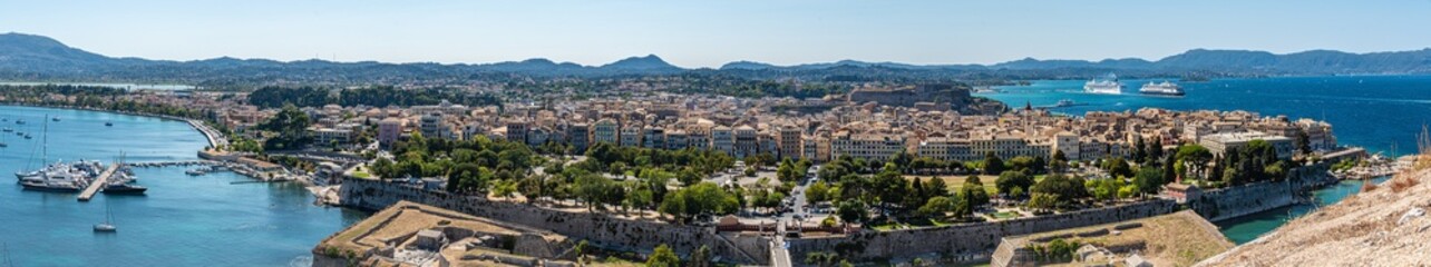 Obraz premium Panorama of Kerkira or Corfu Town in the Island of Corfu Ionian Islands Greece, Europe