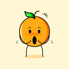 cute orange character with impressed expression and mouth open. suitable for emoticon, logo, mascot or sticker
