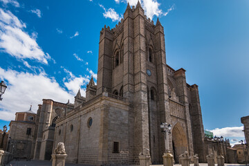 Fototapeta premium Avila, Spain, October 2019 - view of Avila Cathedral