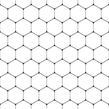 Hexagon seamless pattern. Honeycomb background. Simple monochrome net. Hex beehive tiles. Reflected wax pattern. Geometric hive grid. Reflecting honey design for print. Vector illustration