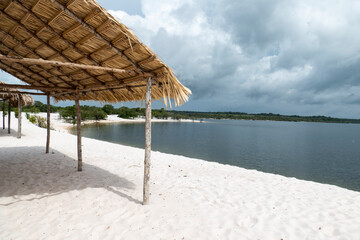Reflections in water. Landscape in the Tapajos River, Brazilian Amazon.