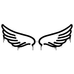 graffiti spray Wings with over spray in black over white. vector illustration. - 476318968