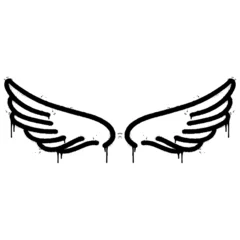 Deurstickers graffiti spray Wings with over spray in black over white. vector illustration. © Kebon doodle