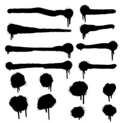 Set of graffiti Spray painted lines and grunge dots isolated on white background. vector illustration. © Kebon doodle