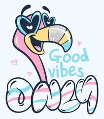 Cute flamingo smiling with sunglasses