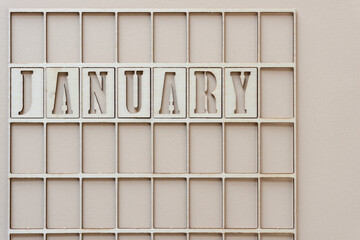 the month "january" in stencil font on paper