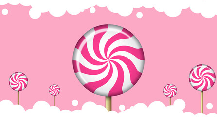 Sweet background with lollipop. Candy background. Vector illustration