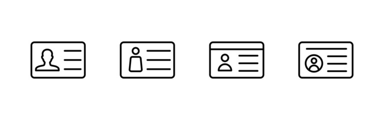 License icons set. ID card icon. driver license, staff identification card