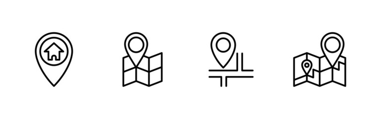 Maps and pin icons set. location sign and symbol. geo locate, pointer icon.