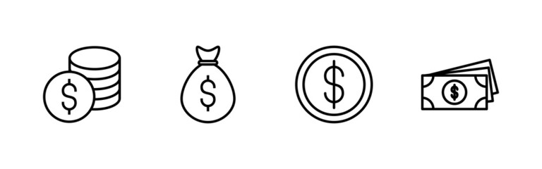 Money icons set. Money sign and symbol