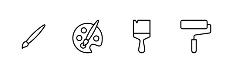 Paint icons set. paint brush sign and symbol. paint roller icon vector
