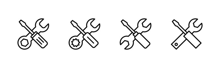 Repair tools icons set. tool sign and symbol. setting icon. Wrench and screwdriver. Service