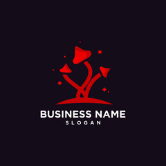 Cute Mushroom Illustration Logo vector Design