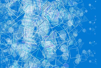 Light BLUE vector backdrop with lines, circles, rhombus.
