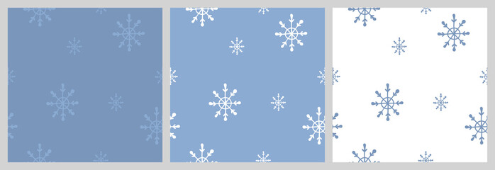 Christmas seamless pattern with isolated sketches of snowflakes. Cute vector illustration for paper, textile, fabric, prints, wrapping, greeting cards, banners