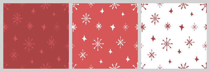 Christmas seamless pattern with isolated sketches of snowflakes, stars. Cute vector illustration for paper, textile, fabric, prints, wrapping, greeting cards, banners