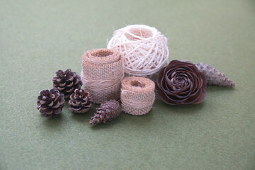 Diy Christmas decoration set, on green background