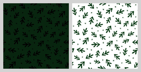 Christmas seamless pattern with isolated painted christmas trees. Flat vector illustration for paper, textile, fabric, prints, wrapping, greeting cards, banners