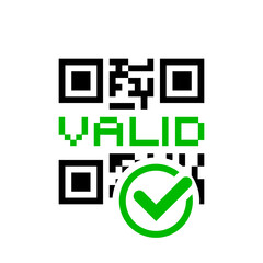 Qr code icon. QR code valid vaccination certificate. Vaccination digital certificate. Vaccine confirm. Vector