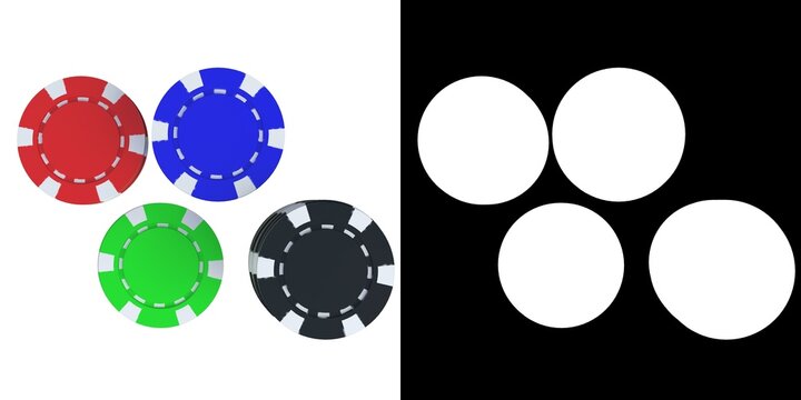 3D rendering illustration of some casino tokens stacks