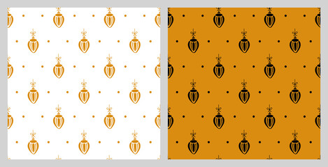 Christmas seamless pattern with isolated painted christmas decorations. Flat vector illustration for paper, textile, fabric, prints, wrapping, greeting cards, banners