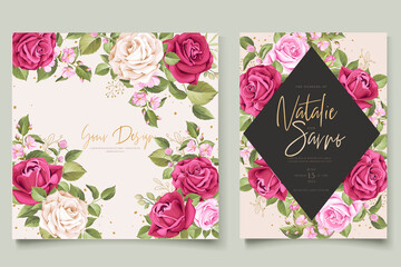 elegant watercolor floral wedding invitation card set 