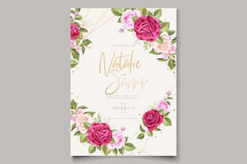 elegant watercolor floral wedding invitation card set 