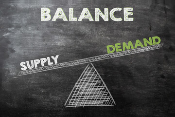 balancing chart supply exceeds demand.business concept