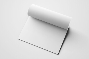 flat lay empty white horizontal portrait wall spiral rings wire bound binding paper page 8.5 x 11 inches calendar realistic mockup perspective view clay 3d rendering 3d illustration