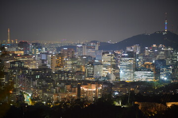 인왕산 서울 도심 야경, Inwang mountain, Night view of Seoul, Republic of Korea