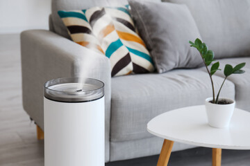 Modern humidifier in living room, closeup