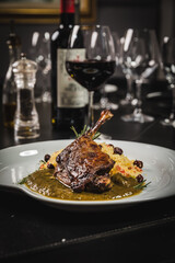 Delicious Contemporary Classic Food Dish Plate Menu Lunch Dinner Gourmet Dessert Chef Pasta Shrimp on the Table