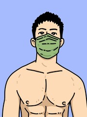 Fototapeta premium cute man cartoon on blue background