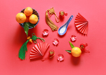 Chinese symbols on color background