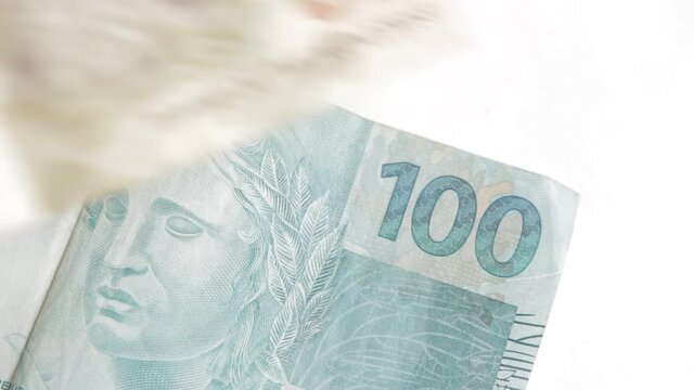Close up view from money notes from Brazil, Thailand, Tukey and Indonesia 