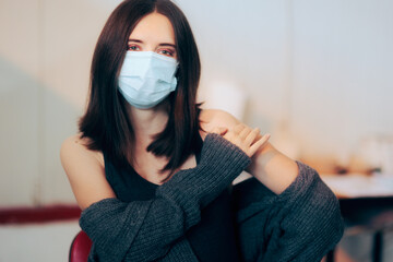 Woman Holding a Pasture Over the Injected Arm in Vaccination Center 